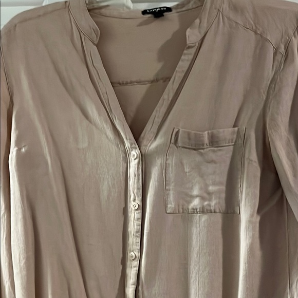 Express Tan Button-Up Blouse size S - Picture 3 of 6